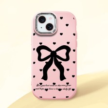 HONTINGA iPhone 15 ile Uyumlu Kılıfı Kamera Korumalı Düşüme Önleyici Basitlik Pembe Yumuşak Silikon Telefon Kılıfı Fiyonk Desenli K4-0229