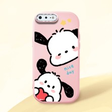 HONTINGA iPhone 8 Plus ile Uyumlu Kılıfı Kamera Korumalı Düşüme Önleyici Basitlik Pembe Yumuşak Silikon Telefon Kılıfı Karikatür Desenli K4-0255
