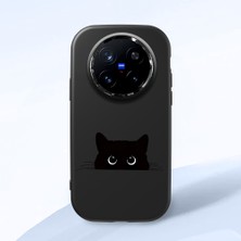 HONTINGA Vivo X200 Pro ile Uyumlu Kılıfı Kamera Korumalı Düşüme Önleyici Basitlik Siyah Yumuşak Silikon Telefon Kılıfı Siyah Kedi Desenli K4-0240