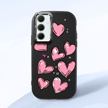 HONTINGA Samsung Galaxy A35 ile Uyumlu Kılıfı Kamera Korumalı Düşüme Önleyici Basitlik Siyah Yumuşak Silikon Telefon Kılıfı Kalp Desenli K4-0231