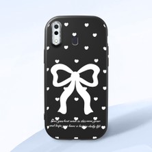 HONTINGA Samsung Galaxy A20 ile Uyumlu Kılıfı Kamera Korumalı Düşüme Önleyici Basitlik Siyah Yumuşak Silikon Telefon Kılıfı Fiyonk Desenli K4-0229