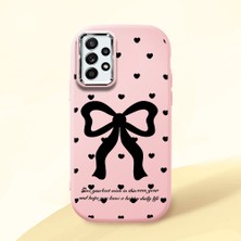 HONTINGA Samsung Galaxy A52 ile Uyumlu Kılıfı Kamera Korumalı Düşüme Önleyici Basitlik Pembe Yumuşak Silikon Telefon Kılıfı Fiyonk Desenli K4-0229