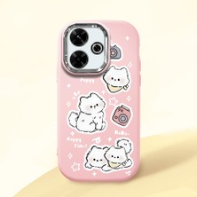 HONTINGA Xiaomi Redmi 13X ile Uyumlu Kılıfı Kamera Korumalı Düşüme Önleyici Basitlik Pembe Yumuşak Silikon Telefon Kılıfı Kedi Desenli K4-0254