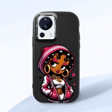 HONTINGA Xiaomi Mi 13 Lite ile Uyumlu Kılıfı Kamera Korumalı Düşüme Önleyici Basitlik Siyah Yumuşak Silikon Telefon Kılıfı Güzel Kadın Desenli K4-0236