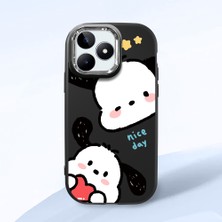 HONTINGA Realme C53 ile Uyumlu Kılıfı Kamera Korumalı Düşüme Önleyici Basitlik Siyah Yumuşak Silikon Telefon Kılıfı Karikatür Desenli K4-0255