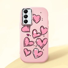 HONTINGA Samsung Galaxy A05S ile Uyumlu Kılıfı Kamera Korumalı Düşüme Önleyici Basitlik Pembe Yumuşak Silikon Telefon Kılıfı Kalp Desenli K4-0231