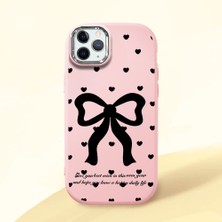 HONTINGA iPhone 11 Pro Max ile Uyumlu Kılıfı Kamera Korumalı Düşüme Önleyici Basitlik Pembe Yumuşak Silikon Telefon Kılıfı Fiyonk Desenli K4-0229