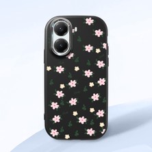 HONTINGA Poco X7 Pro ile Uyumlu Kılıfı Kamera Korumalı Düşüme Önleyici Basitlik Siyah Yumuşak Silikon Telefon Kılıfı Çiçek Desenli K4-0234