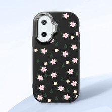 HONTINGA Xiaomi Poco F7 ile Uyumlu Kılıfı Kamera Korumalı Düşüme Önleyici Basitlik Siyah Yumuşak Silikon Telefon Kılıfı Çiçek Desenli K4-0234