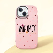 HONTINGA iPhone 13 Mini ile Uyumlu Kılıfı Kamera Korumalı Düşüme Önleyici Basitlik Pembe Yumuşak Silikon Telefon Kılıfı Mama Desenli K4-0241