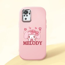HONTINGA Redmi Note 10S ile Uyumlu Kılıfı Kamera Korumalı Düşüme Önleyici Basitlik Pembe Yumuşak Silikon Telefon Kılıfı Melody Desenli K4-0258