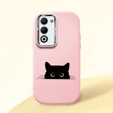 HONTINGA Oppo A5 ile Uyumlu Kılıfı Kamera Korumalı Düşüme Önleyici Basitlik Pembe Yumuşak Silikon Telefon Kılıfı Siyah Kedi Desenli K4-0240