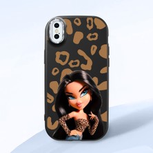 HONTINGA iPhone Xs Max ile Uyumlu Kılıfı Kamera Korumalı Düşüme Önleyici Basitlik Siyah Yumuşak Silikon Telefon Kılıfı Güzel Kadın Desenli K4-0237