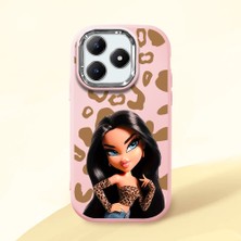 HONTINGA Realme C63 ile Uyumlu Kılıfı Kamera Korumalı Düşüme Önleyici Basitlik Pembe Yumuşak Silikon Telefon Kılıfı Güzel Kadın Desenli K4-0237