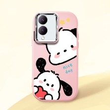HONTINGA Vivo Y28 ile Uyumlu Kılıfı Kamera Korumalı Düşüme Önleyici Basitlik Pembe Yumuşak Silikon Telefon Kılıfı Karikatür Desenli K4-0255