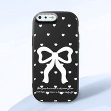 HONTINGA iPhone 8 Plus ile Uyumlu Kılıfı Kamera Korumalı Düşüme Önleyici Basitlik Siyah Yumuşak Silikon Telefon Kılıfı Fiyonk Desenli K4-0229