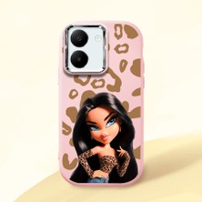 HONTINGA Vivo Y27 ile Uyumlu Kılıfı Kamera Korumalı Düşüme Önleyici Basitlik Pembe Yumuşak Silikon Telefon Kılıfı Güzel Kadın Desenli K4-0237
