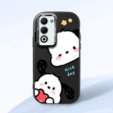 HONTINGA Oppo A5 ile Uyumlu Kılıfı Kamera Korumalı Düşüme Önleyici Basitlik Siyah Yumuşak Silikon Telefon Kılıfı Karikatür Desenli K4-0255