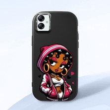 HONTINGA Samsung Galaxy A03 ile Uyumlu Kılıfı Kamera Korumalı Düşüme Önleyici Basitlik Siyah Yumuşak Silikon Telefon Kılıfı Güzel Kadın Desenli K4-0236