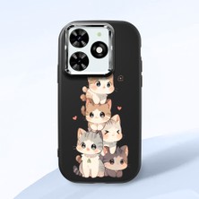HONTINGA Infinix Smart 8 Pro ile Uyumlu Kılıfı Kamera Korumalı Düşüme Önleyici Basitlik Siyah Yumuşak Silikon Telefon Kılıfı Şirin Kedi Desenli K4-0250