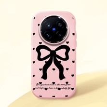 HONTINGA Vivo X200 Pro ile Uyumlu Kılıfı Kamera Korumalı Düşüme Önleyici Basitlik Pembe Yumuşak Silikon Telefon Kılıfı Fiyonk Desenli K4-0229