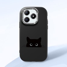HONTINGA Realme C63 ile Uyumlu Kılıfı Kamera Korumalı Düşüme Önleyici Basitlik Siyah Yumuşak Silikon Telefon Kılıfı Siyah Kedi Desenli K4-0240