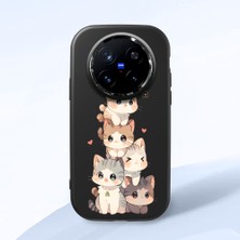 HONTINGA Vivo X200 Pro ile Uyumlu Kılıfı Kamera Korumalı Düşüme Önleyici Basitlik Siyah Yumuşak Silikon Telefon Kılıfı Şirin Kedi Desenli K4-0250