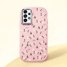 HONTINGA Samsung Galaxy A73 ile Uyumlu Kılıfı Kamera Korumalı Düşüme Önleyici Basitlik Pembe Yumuşak Silikon Telefon Kılıfı Çiçek Desenli K4-0234