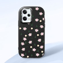 HONTINGA Redmi Note 12 Pro 5g ile Uyumlu Kılıfı Kamera Korumalı Düşüme Önleyici Basitlik Siyah Yumuşak Silikon Telefon Kılıfı Çiçek Desenli K4-0234