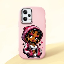 HONTINGA Redmi Note 12 Pro 5g ile Uyumlu Kılıfı Kamera Korumalı Düşüme Önleyici Basitlik Pembe Yumuşak Silikon Telefon Kılıfı Güzel Kadın Desenli K4-0236