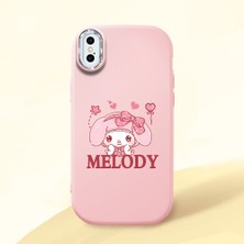 HONTINGA iPhone Xs Max ile Uyumlu Kılıfı Kamera Korumalı Düşüme Önleyici Basitlik Pembe Yumuşak Silikon Telefon Kılıfı Melody Desenli K4-0258