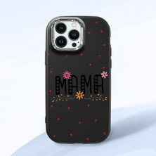 HONTINGA iPhone 13 Pro ile Uyumlu Kılıfı Kamera Korumalı Düşüme Önleyici Basitlik Siyah Yumuşak Silikon Telefon Kılıfı Mama Desenli K4-0241