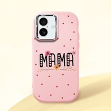 HONTINGA iPhone 16 ile Uyumlu Kılıfı Kamera Korumalı Düşüme Önleyici Basitlik Pembe Yumuşak Silikon Telefon Kılıfı Mama Desenli K4-0241