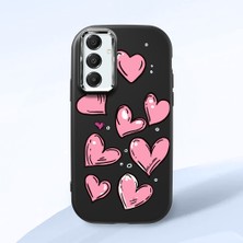 HONTINGA Samsung Galaxy A16 ile Uyumlu Kılıfı Kamera Korumalı Düşüme Önleyici Basitlik Siyah Yumuşak Silikon Telefon Kılıfı Kalp Desenli K4-0231