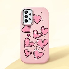 HONTINGA Samsung Galaxy A32 ile Uyumlu Kılıfı Kamera Korumalı Düşüme Önleyici Basitlik Pembe Yumuşak Silikon Telefon Kılıfı Kalp Desenli K4-0231