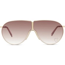 Stella Mccartney Kadın Güneş Gözlüğü - Pilot Altın Metal Çerçeve Kahverengi Degrade Cam UV400 SC40064I
