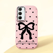 HONTINGA Samsung Galaxy A35 ile Uyumlu Kılıfı Kamera Korumalı Düşüme Önleyici Basitlik Pembe Yumuşak Silikon Telefon Kılıfı Fiyonk Desenli K4-0229