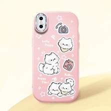 HONTINGA iPhone Xs Max ile Uyumlu Kılıfı Kamera Korumalı Düşüme Önleyici Basitlik Pembe Yumuşak Silikon Telefon Kılıfı Kedi Desenli K4-0254
