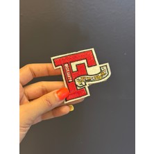 Gönülden Tasarım Ütü Ile Yapışan Taşlı F Harfi Arma 8x6 cm