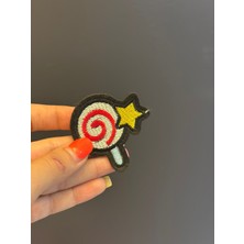 Gönülden Tasarım Ütü Ile Yapışan Yıldızlı Şeker Arma Dikiş Aplike 6x5 cm