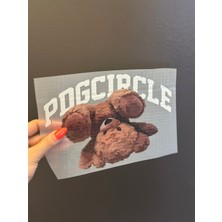 Gönülden Tasarım Ütü Ile Yapışan Tasarım Takla Atan Ayı Transfer Baskı Arma 21X16 cm