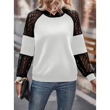 Civetta Kadın Uzun Kollu Dantelli Kapşonlu Viskon Iki Iplik Bluz