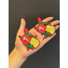 Gönülden Tasarım 2 Li Ürü Ile Yapışan Çiçekli Arma Dikiş Aplike 8x5 cm
