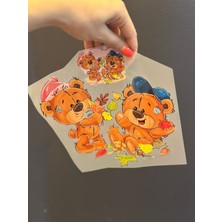 Gönülden Tasarım Renkli Tasarım Ayı Transfer Baskı Arma 20X20 cm