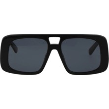 Stella Mccartney Kadın Güneş Gözlüğü - Kare Siyah Kemik Çerçeve Gri Degrade Cam UV400 SC40048I