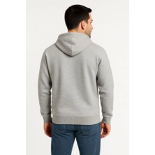 Deridün Yıldız Shoes Erkek Üç Iplik Kapüşonlu Tam Fermuarlı Kanguru Çepli Sweatshirt Hoodie - Gri