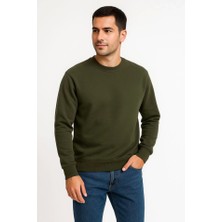 Deridün Yıldız Shoes Erkek Üç Iplik Düz Bisiklet Yaka Sweatshirt - Haki