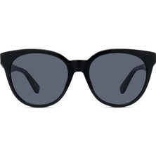 Stella Mccartney Kadın Güneş Gözlüğü - Oval Siyah Kemik Çerçeve Koyu Gri Tek Renk Cam UV400 SC40037I 5401A