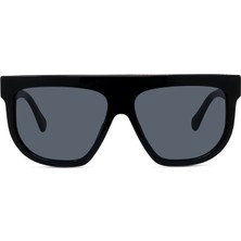 Stella Mccartney Kadın Güneş Gözlüğü - Kare Siyah Kemik Çerçeve Koyu Gri Tek Renk Cam UV400 SC40030I-Y