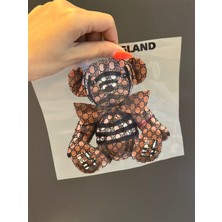 Gönülden Tasarım Ütü Ile Yapışan Tasarım Desenli Ayı Transfer Baskı Arma 17X14 cm